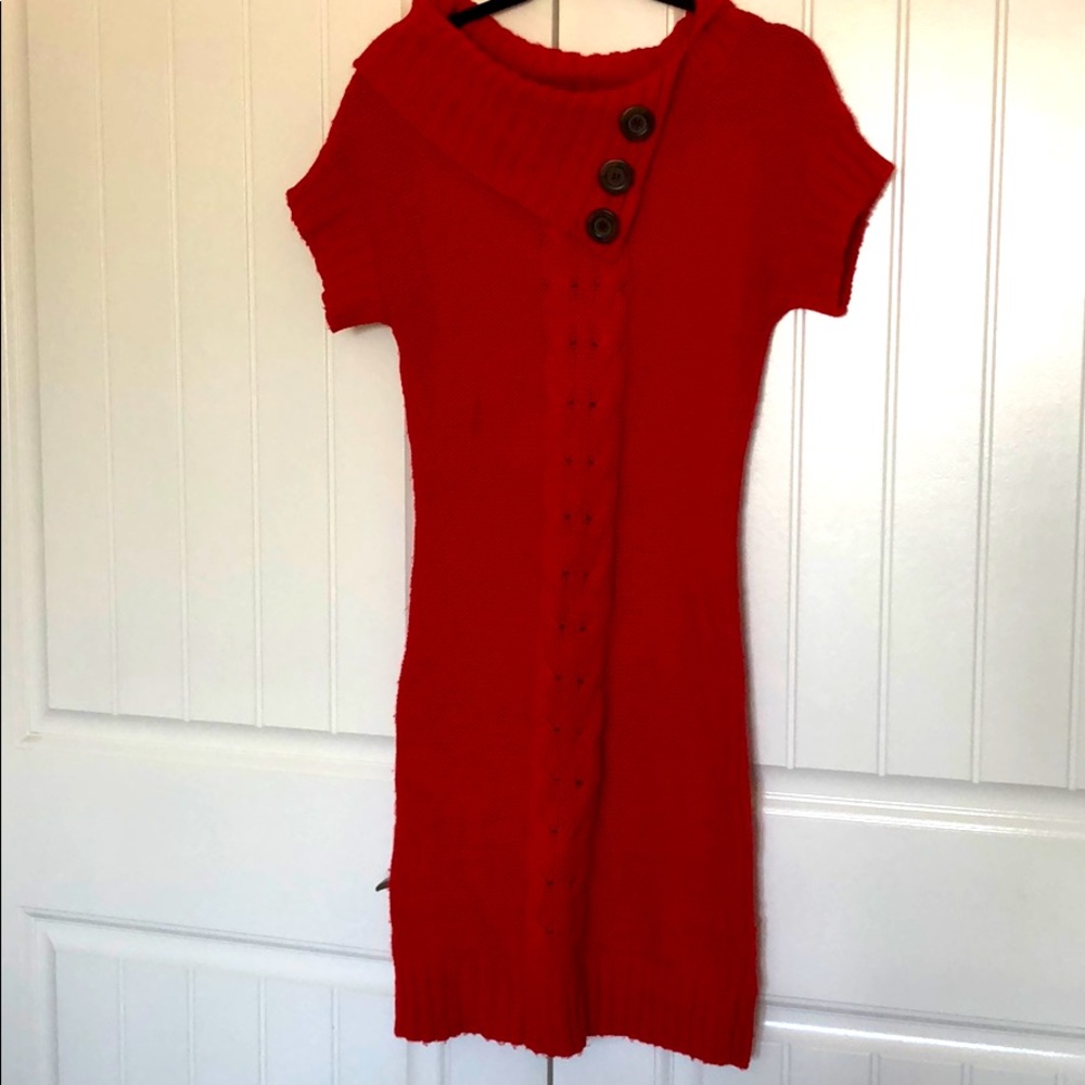 Red Sweater Dress w/open neckline